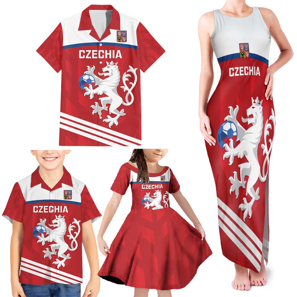 Custom Czech Republic Football Family Matching Tank Maxi Dress and Hawaiian Shirt Go Czechia - Sporty Style - Wonder Print Shop