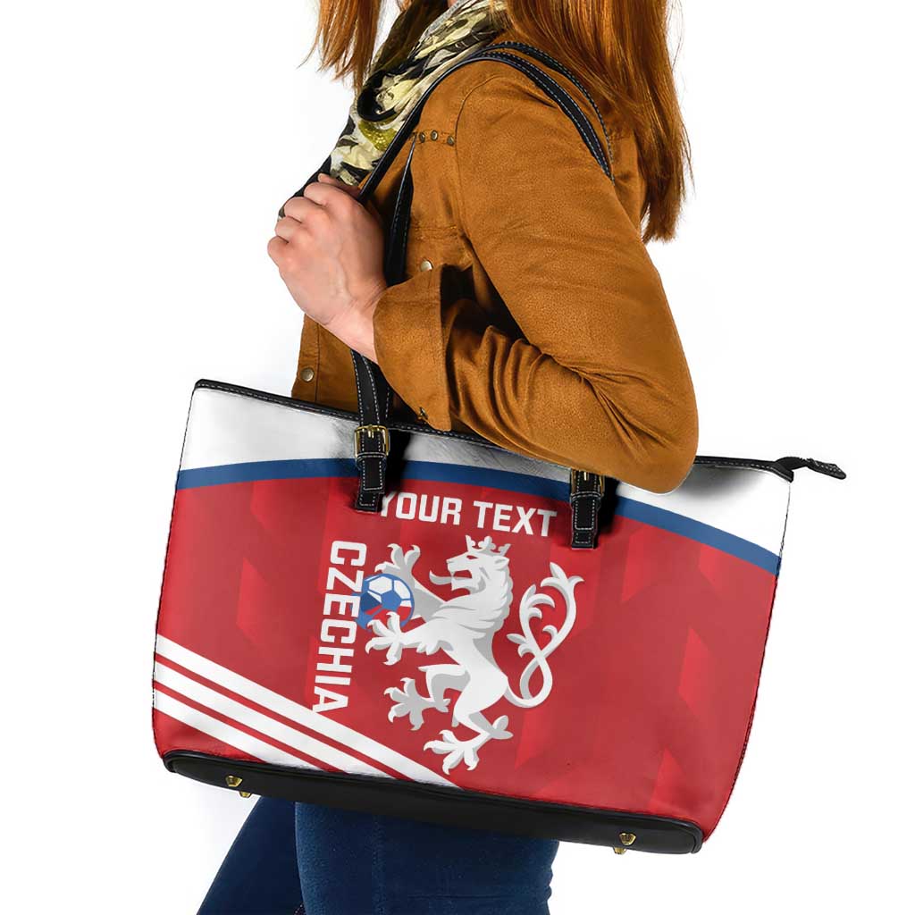 Custom Czech Republic Football Leather Tote Bag Go Czechia - Sporty Style - Wonder Print Shop