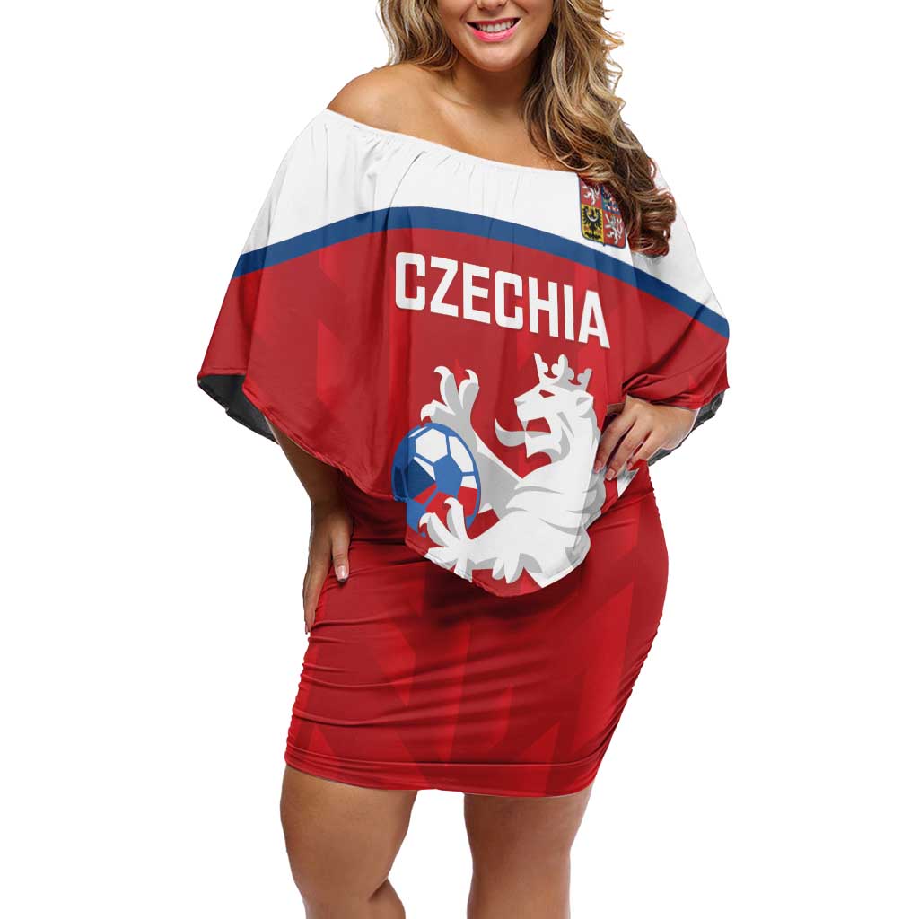 Custom Czech Republic Football Off Shoulder Short Dress Go Czechia - Sporty Style - Wonder Print Shop