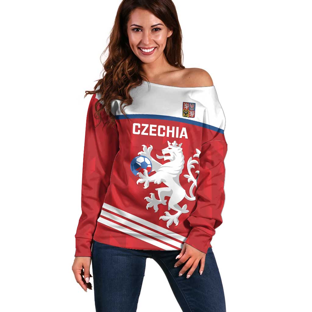 Custom Czech Republic Football Off Shoulder Sweater Go Czechia - Sporty Style