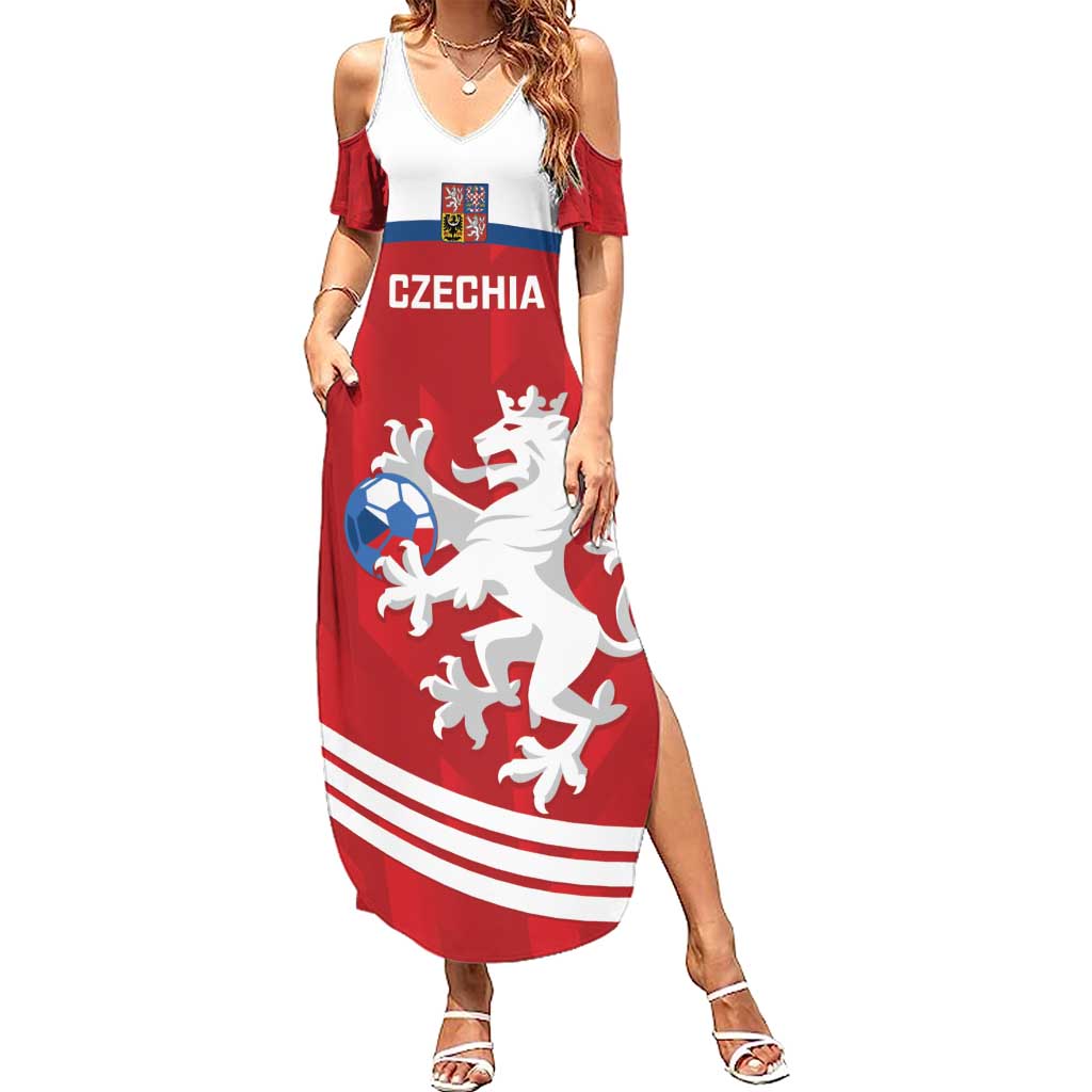 Custom Czech Republic Football Summer Maxi Dress Go Czechia - Sporty Style - Wonder Print Shop