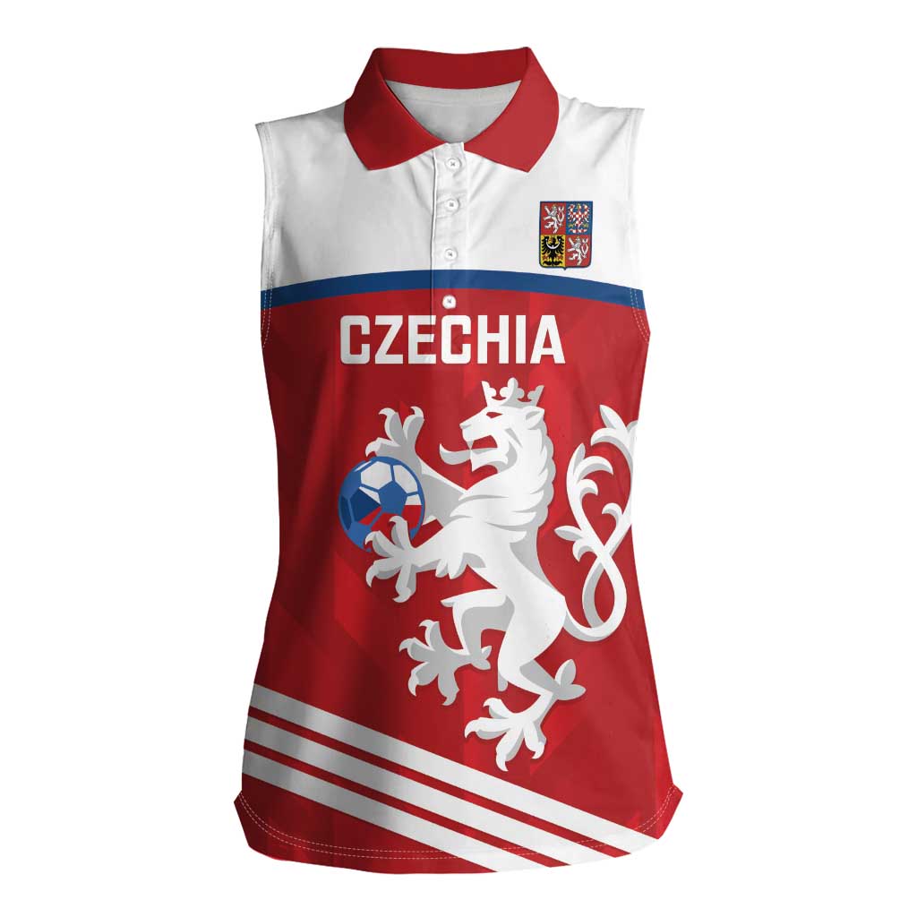 Custom Czech Republic Football Women Sleeveless Polo Shirt Go Czechia - Sporty Style - Wonder Print Shop