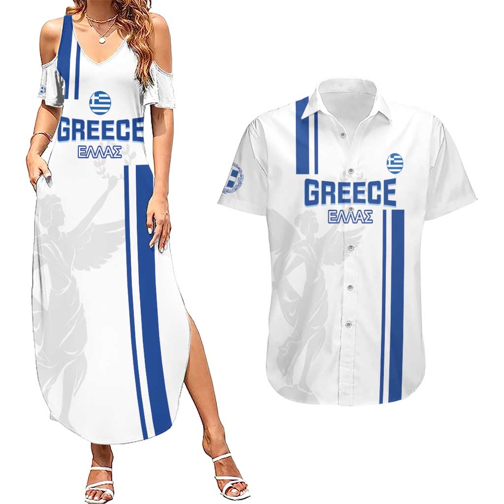 Custom Greece Football Couples Matching Summer Maxi Dress and Hawaiian Shirt Go Ethniki - Sporty Style - Wonder Print Shop