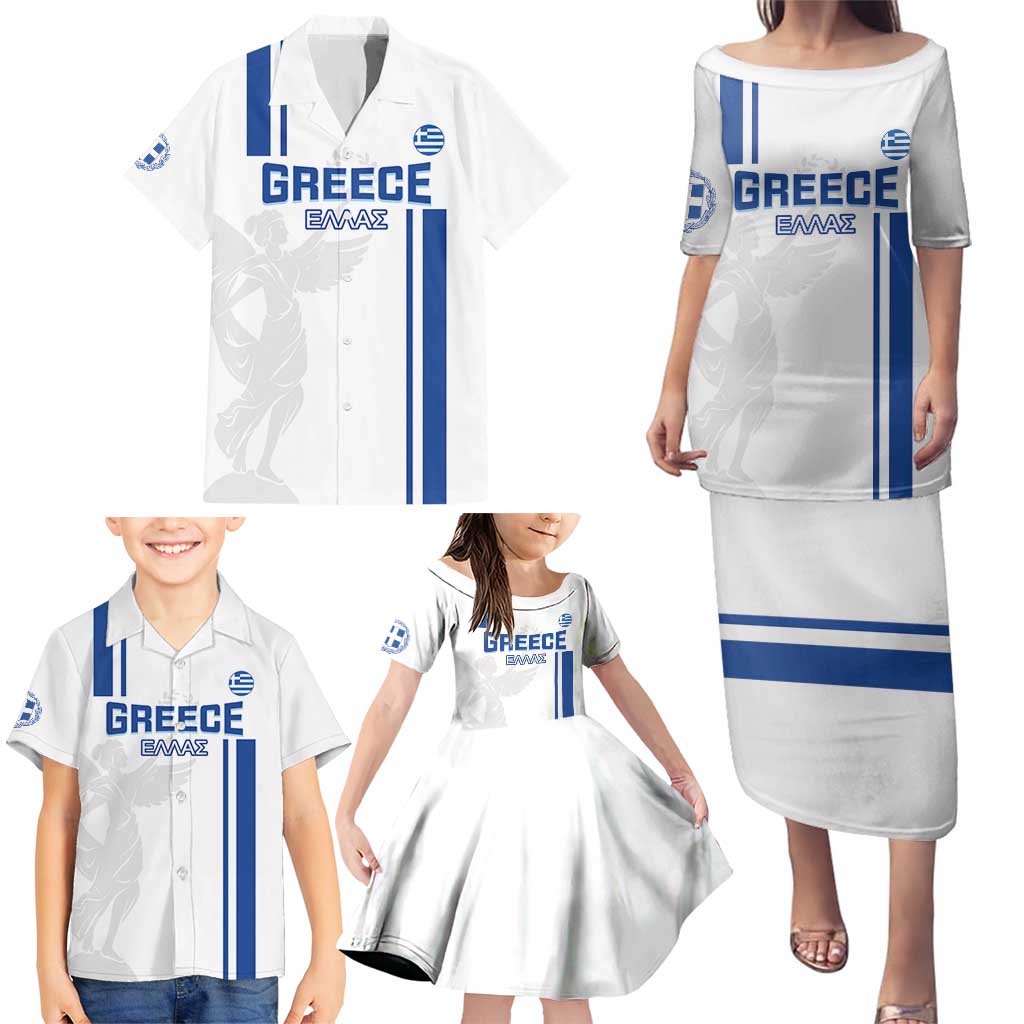 Custom Greece Football Family Matching Puletasi and Hawaiian Shirt Go Ethniki - Sporty Style - Wonder Print Shop