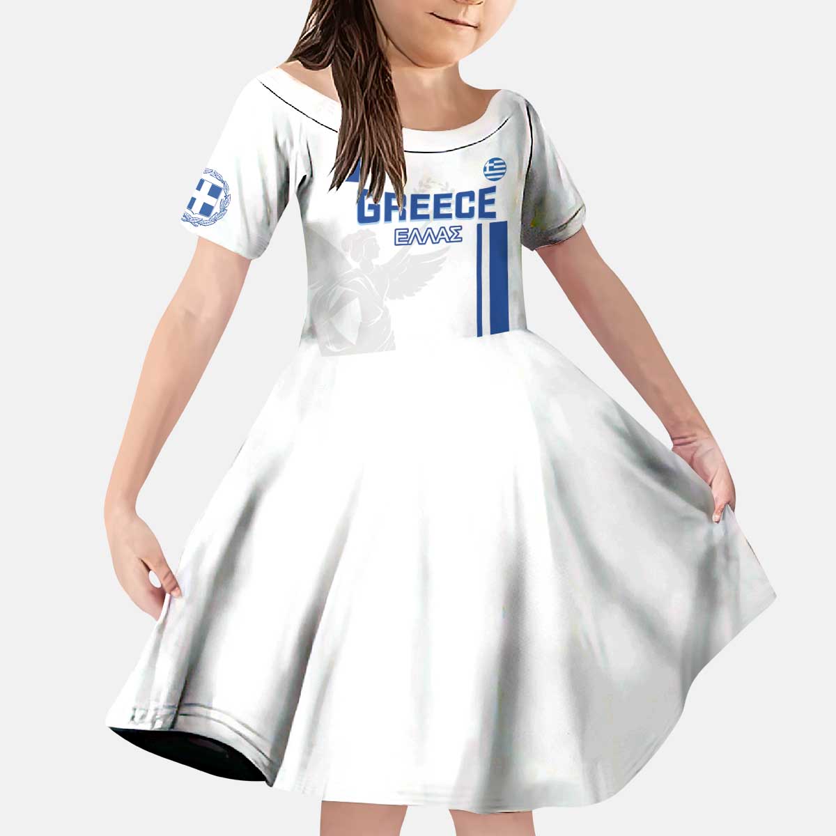 Custom Greece Football Kid Short Sleeve Dress Go Ethniki - Sporty Style - Wonder Print Shop