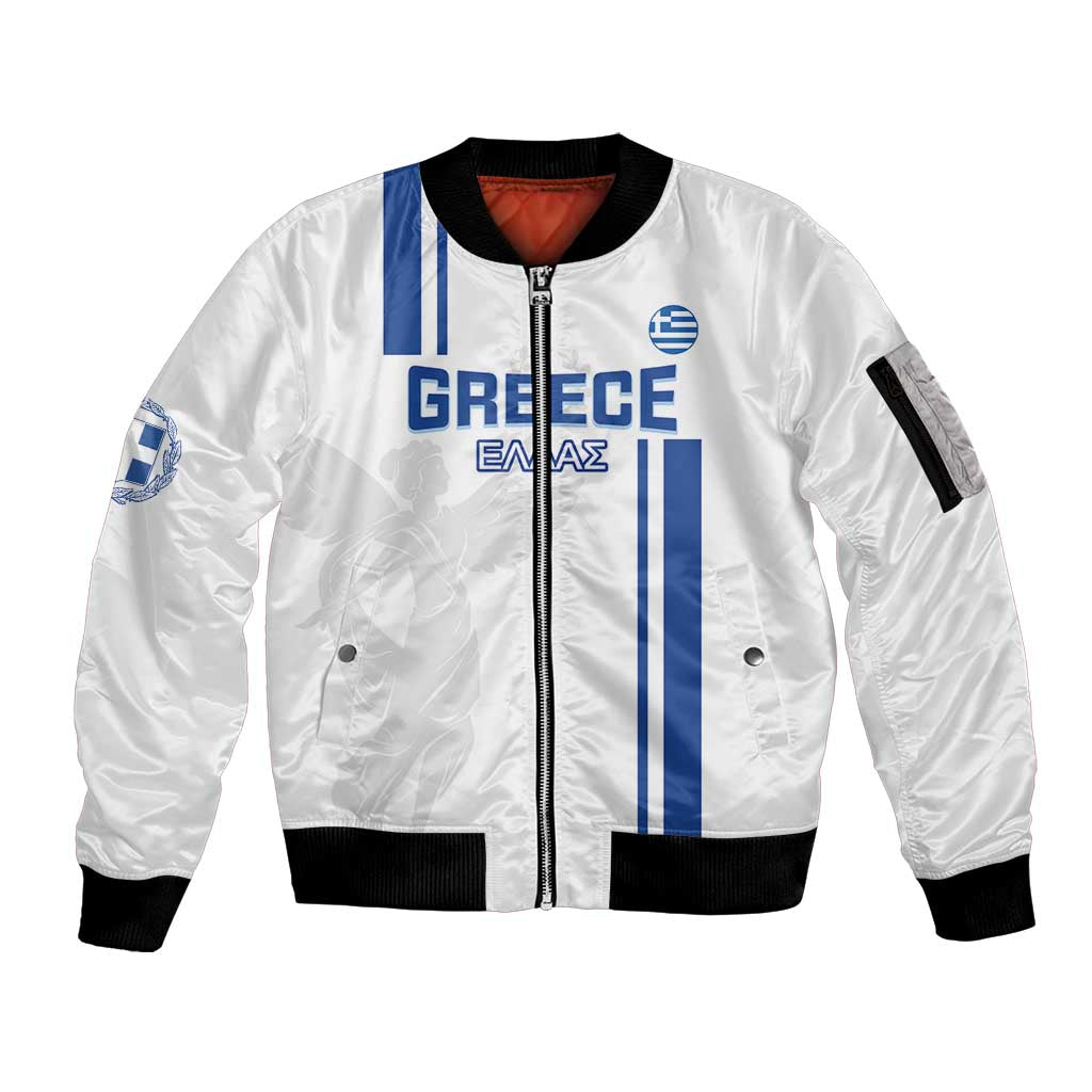 Custom Greece Football Sleeve Zip Bomber Jacket Go Ethniki - Sporty Style - Wonder Print Shop