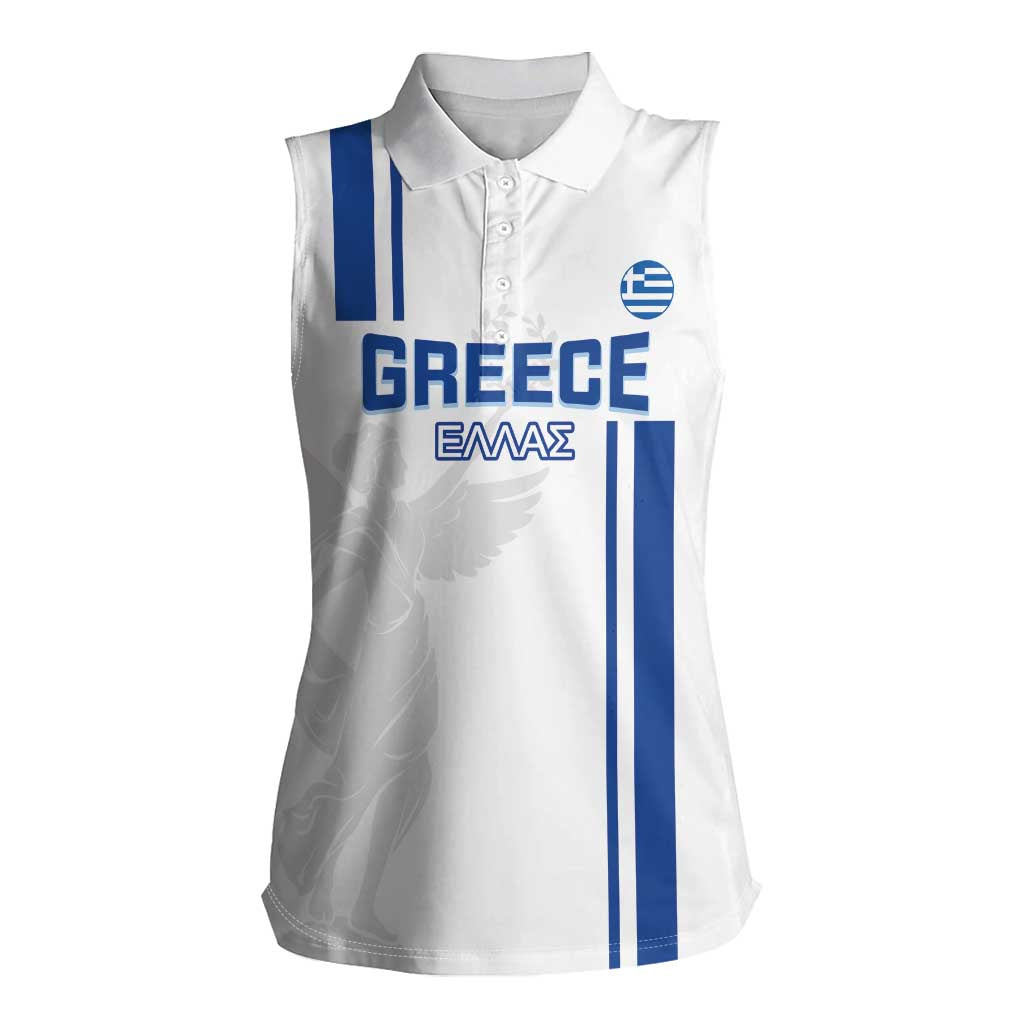 Custom Greece Football Women Sleeveless Polo Shirt Go Ethniki - Sporty Style - Wonder Print Shop