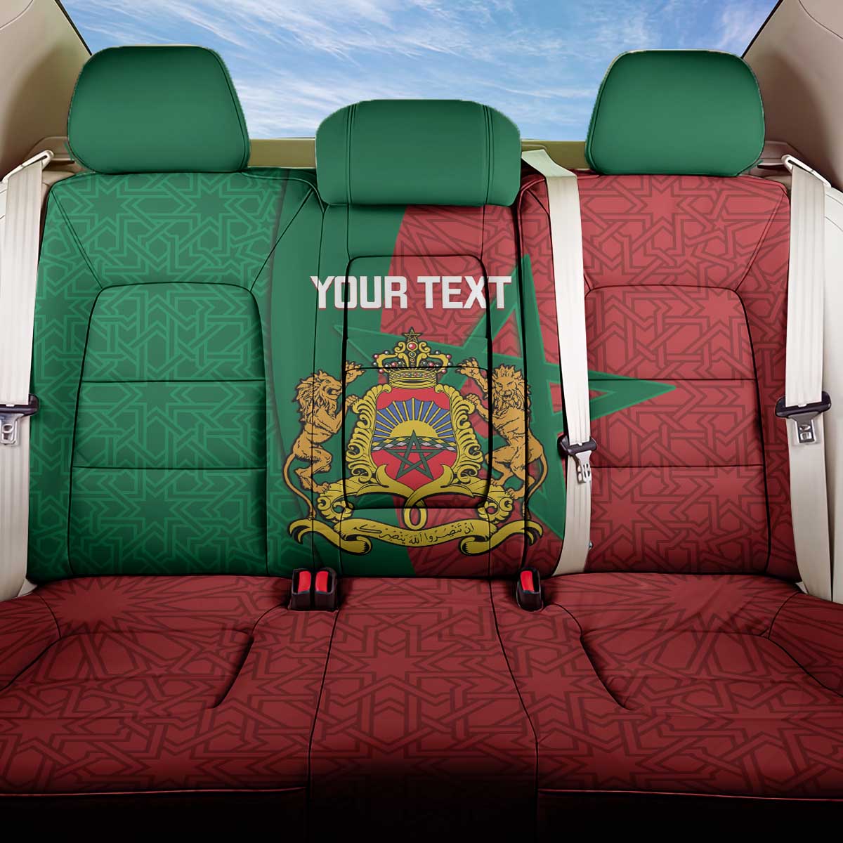 Personalised Morocco Back Car Seat Cover Moroccan Green Star With Moorish Pattern