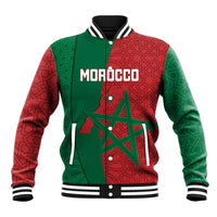 Personalized Morocco baseball jacket in red and green, patterned with star on front