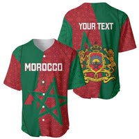 Personalized Morocco baseball jersey, front MOROCCO and back YOUR TEXT with crest.