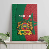 Personalised canvas wall art, Moroccan crest and star on green-red moorish pattern with text