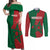 Personalised Morocco Couples Matching Off Shoulder Maxi Dress and Long Sleeve Button Shirt Moroccan Green Star With Moorish Pattern - Wonder Print Shop