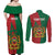 Personalised Morocco Couples Matching Off Shoulder Maxi Dress and Long Sleeve Button Shirt Moroccan Green Star With Moorish Pattern - Wonder Print Shop