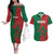 Personalised Morocco Couples Matching Off The Shoulder Long Sleeve Dress and Hawaiian Shirt Moroccan Green Star With Moorish Pattern - Wonder Print Shop