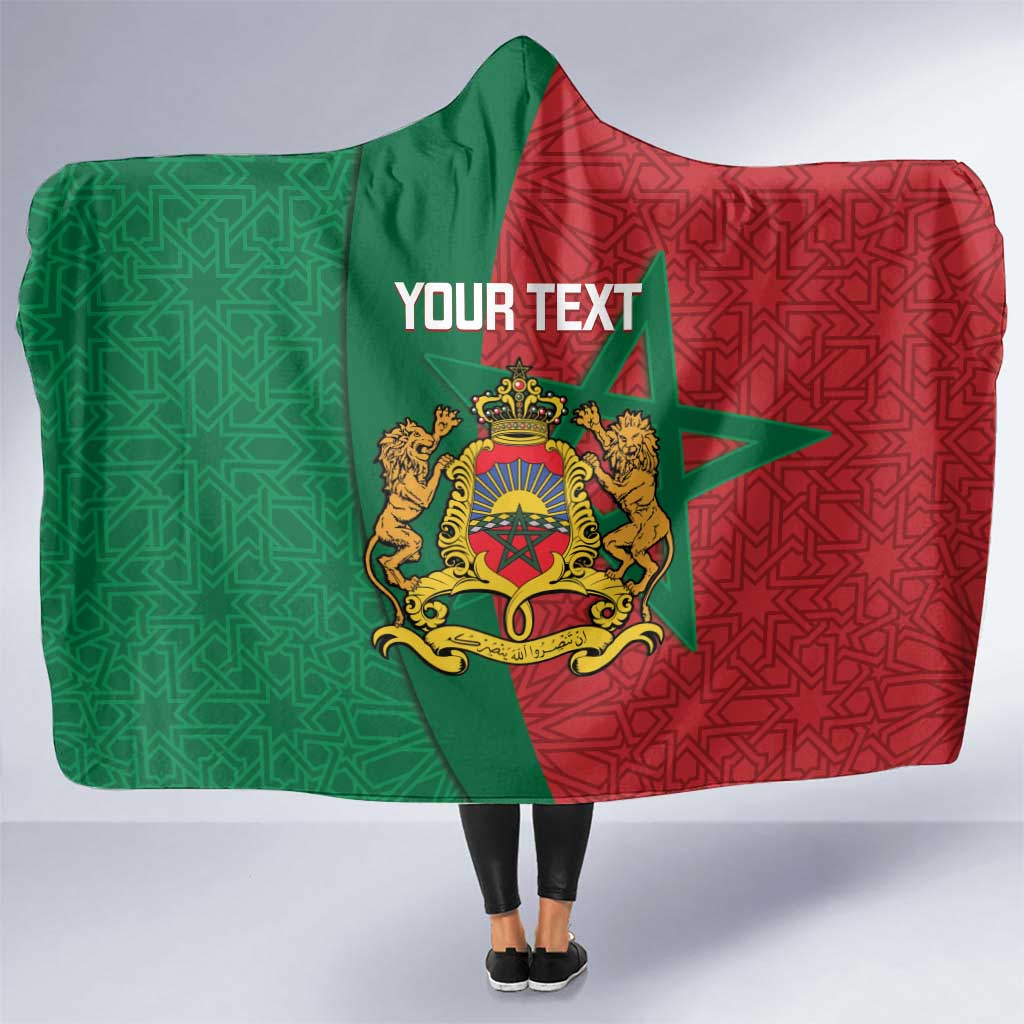 Personalised Morocco Hooded Blanket Moroccan Green Star With Moorish Pattern