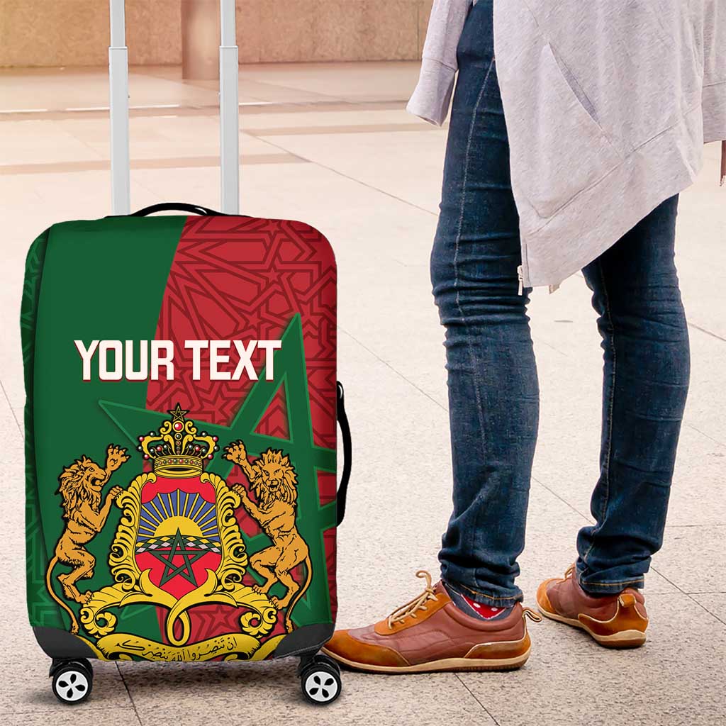 Personalised Morocco Luggage Cover Moroccan Green Star With Moorish Pattern