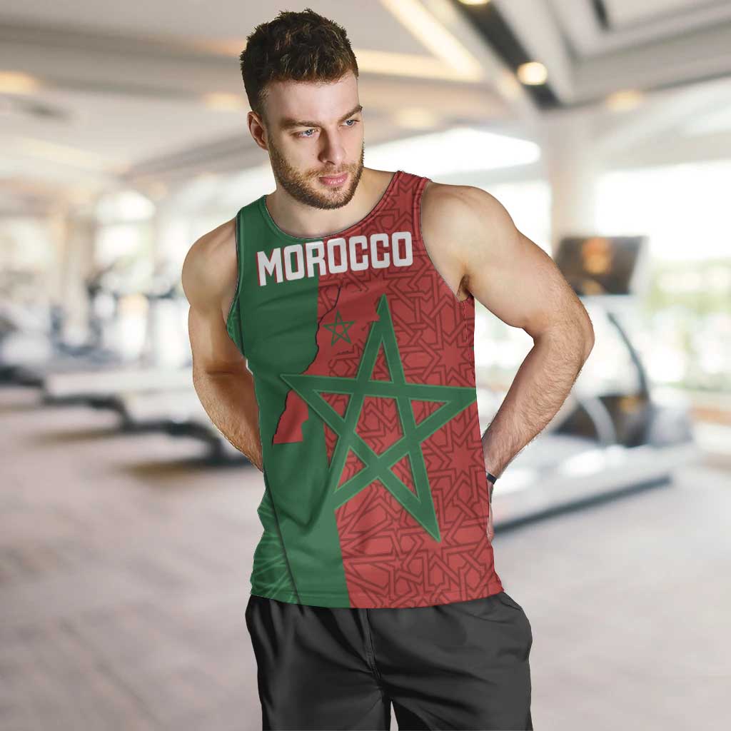 Personalised Morocco Men Tank Top Moroccan Green Star With Moorish Pattern - Wonder Print Shop