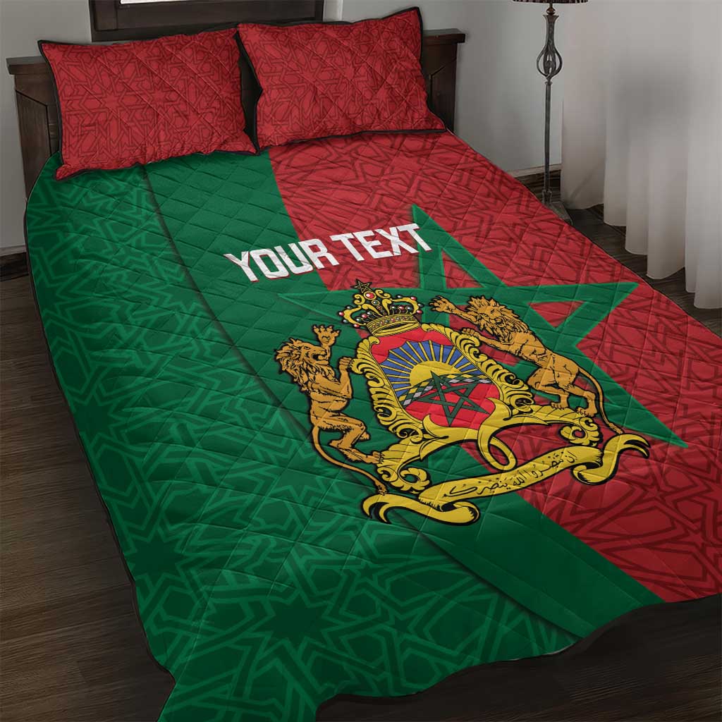 Personalised Morocco Quilt Bed Set Moroccan Green Star With Moorish Pattern