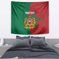 Personalised Moroccan wall tapestry in green and red with star, crest, and your text