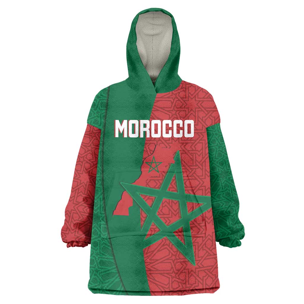 Personalised Morocco Wearable Blanket Hoodie Moroccan Green Star With Moorish Pattern