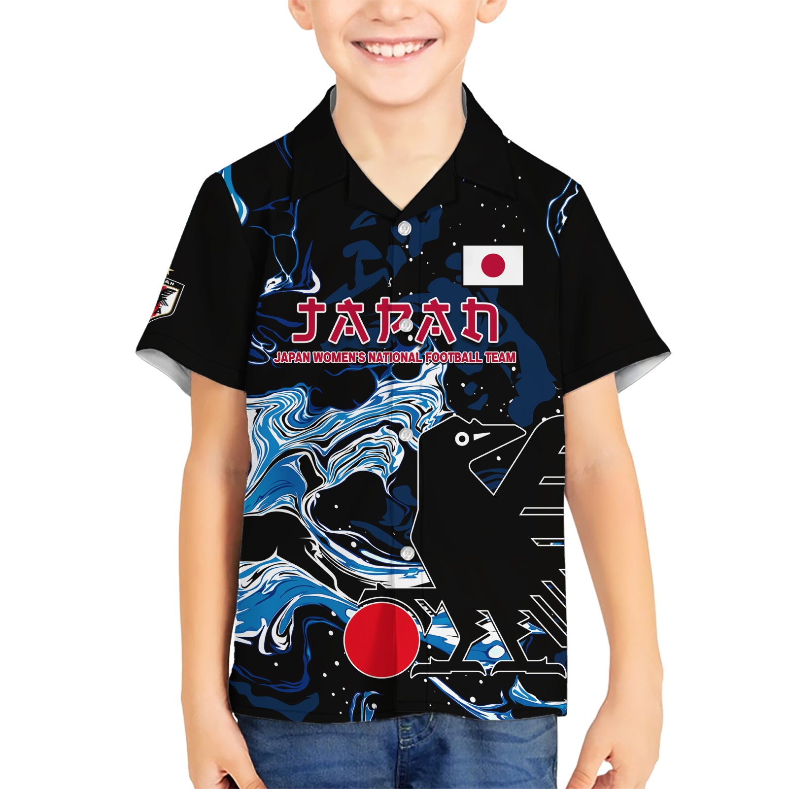 Custom Japan Football Kid Hawaiian Shirt 2024 Nadeshiko Go Champions - Wonder Print Shop