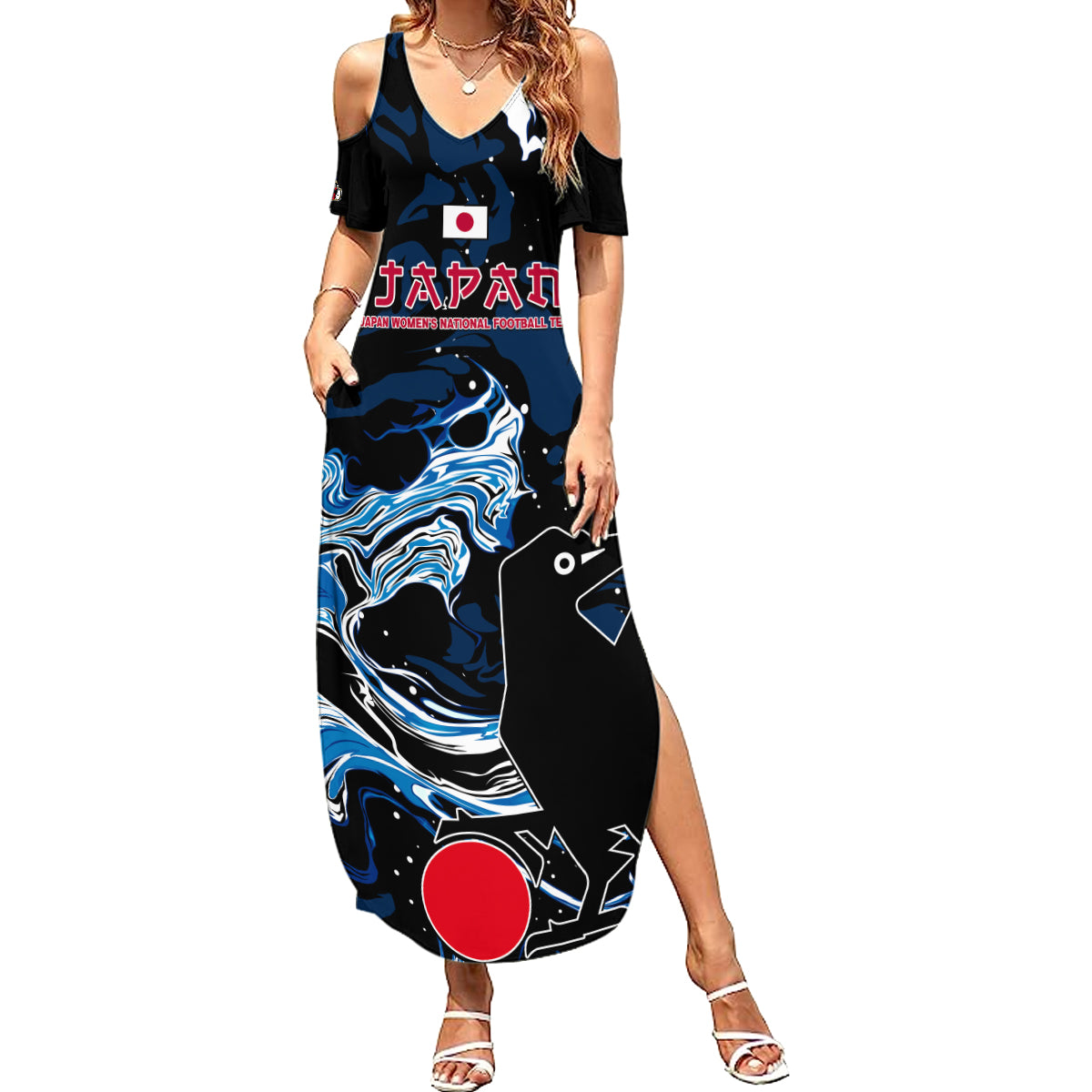 Custom Japan Football Summer Maxi Dress 2024 Nadeshiko Go Champions - Wonder Print Shop