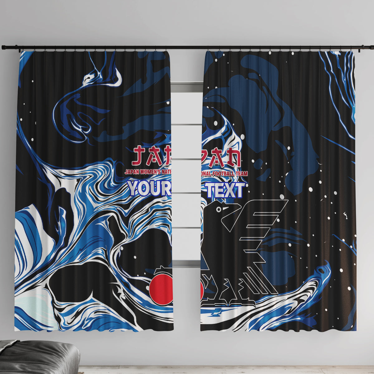 Custom Japan Football Window Curtain 2024 Nadeshiko Go Champions - Wonder Print Shop