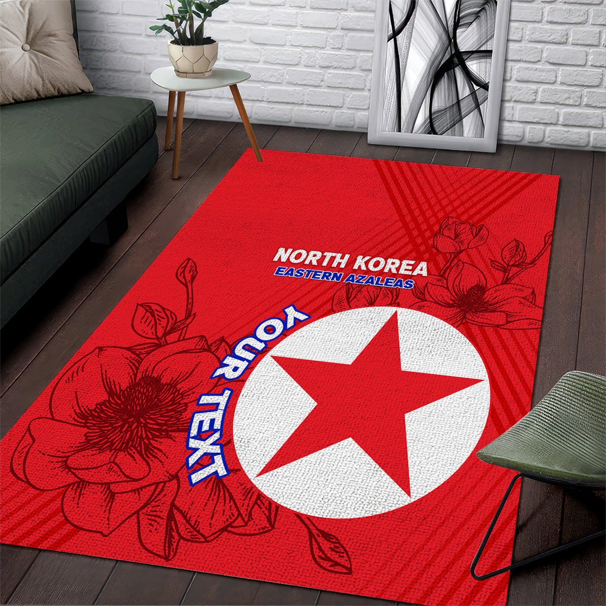 Custom North Korea Football Area Rug 2024 Go Eastern Azaleas Magnolia Flowers - Wonder Print Shop