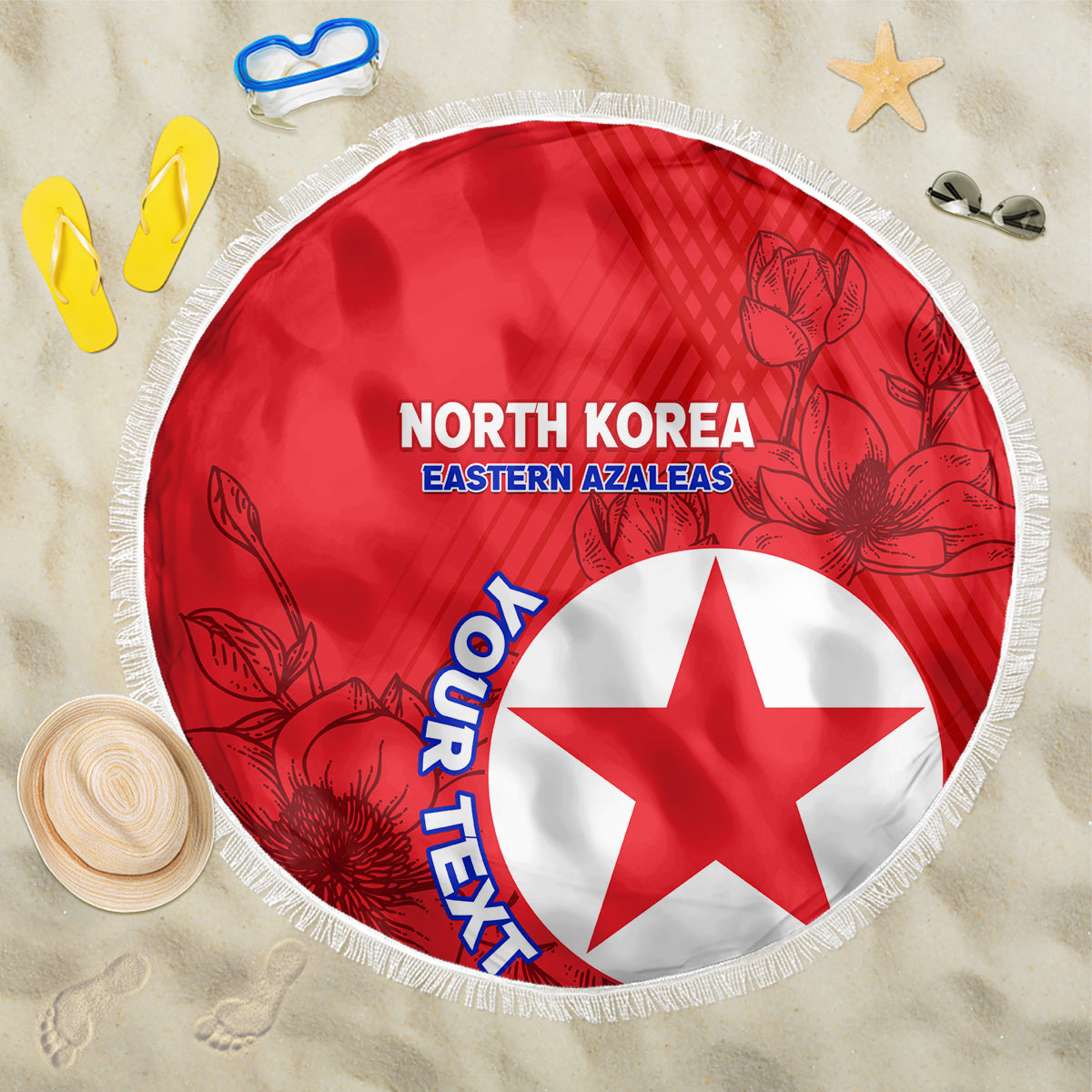 Custom North Korea Football Beach Blanket 2024 Go Eastern Azaleas Magnolia Flowers - Wonder Print Shop