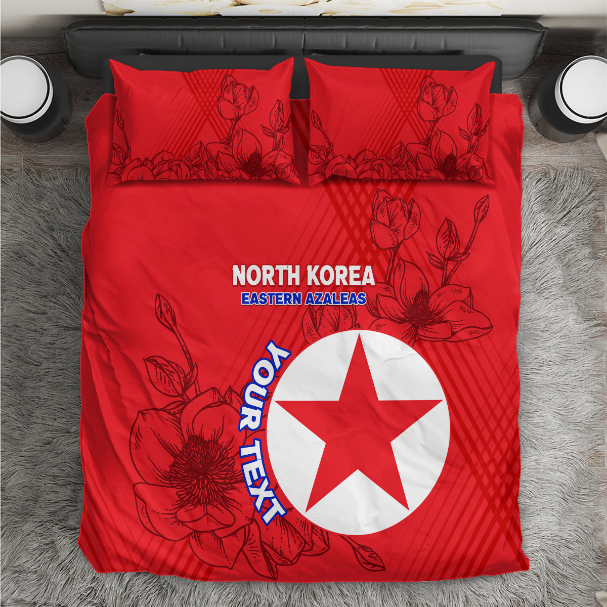 Custom North Korea Football Bedding Set 2024 Go Eastern Azaleas Magnolia Flowers - Wonder Print Shop