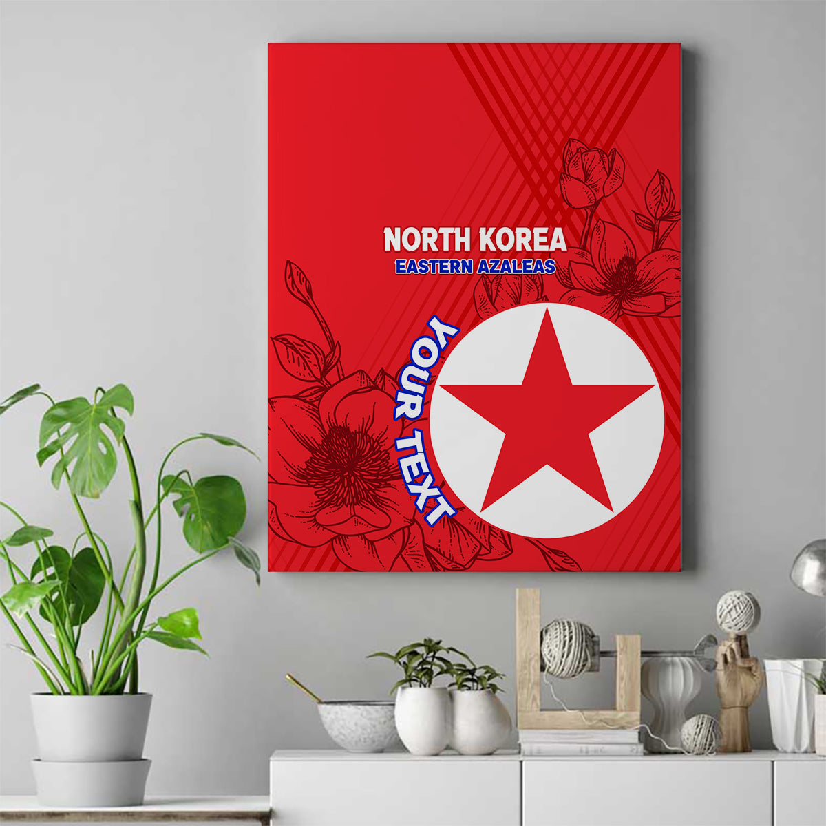 Custom North Korea Football Canvas Wall Art 2024 Go Eastern Azaleas Magnolia Flowers - Wonder Print Shop