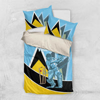 Blue cricket bedding set with astronaut cricketer print and two pillow shams, yellow hem