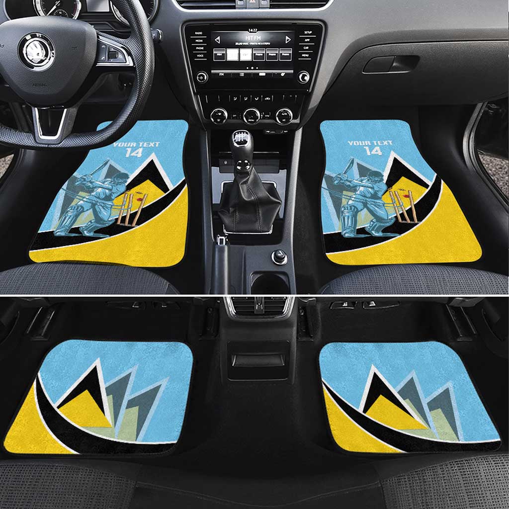 Custom Saint Lucia Cricket Car Mats Go Champions - National Color - Wonder Print Shop