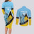 Custom Saint Lucia Cricket Couples Matching Long Sleeve Bodycon Dress and Long Sleeve Button Shirt Go Champions - National Color