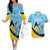 Custom Saint Lucia Cricket Couples Matching Off The Shoulder Long Sleeve Dress and Hawaiian Shirt Go Champions - National Color