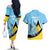 Custom Saint Lucia Cricket Couples Matching Off The Shoulder Long Sleeve Dress and Hawaiian Shirt Go Champions - National Color