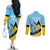 Custom Saint Lucia Cricket Couples Matching Off The Shoulder Long Sleeve Dress and Long Sleeve Button Shirt Go Champions - National Color