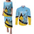 Custom Saint Lucia Cricket Couples Matching Puletasi and Long Sleeve Button Shirt Go Champions - National Color