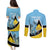 Custom Saint Lucia Cricket Couples Matching Puletasi and Long Sleeve Button Shirt Go Champions - National Color