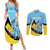 Custom Saint Lucia Cricket Couples Matching Summer Maxi Dress and Long Sleeve Button Shirt Go Champions - National Color