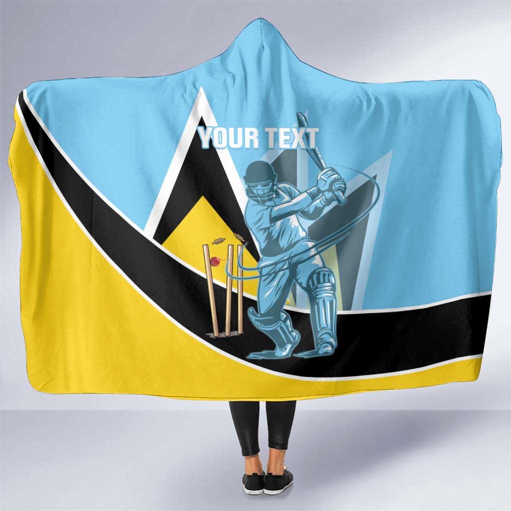 Custom Saint Lucia Cricket Hooded Blanket Go Champions - National Color - Wonder Print Shop