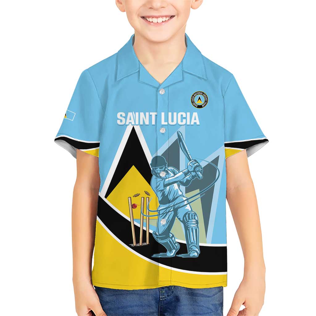 Custom Saint Lucia Cricket Kid Hawaiian Shirt Go Champions - National Color - Wonder Print Shop