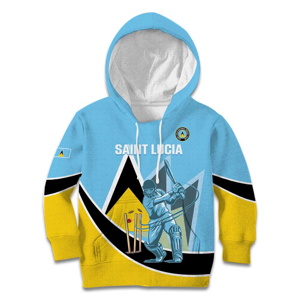 Custom Saint Lucia Cricket Kid Hoodie Go Champions - National Color - Wonder Print Shop