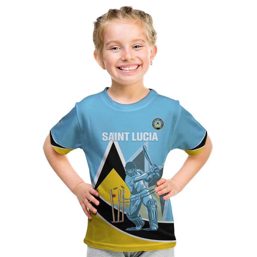 Custom Saint Lucia Cricket Kid T Shirt Go Champions - National Color - Wonder Print Shop