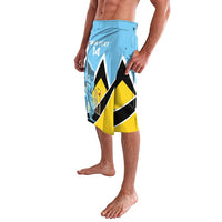 Blue cricket shorts with yellow and black chevron graphic, 'YOURTEXT 14' print.