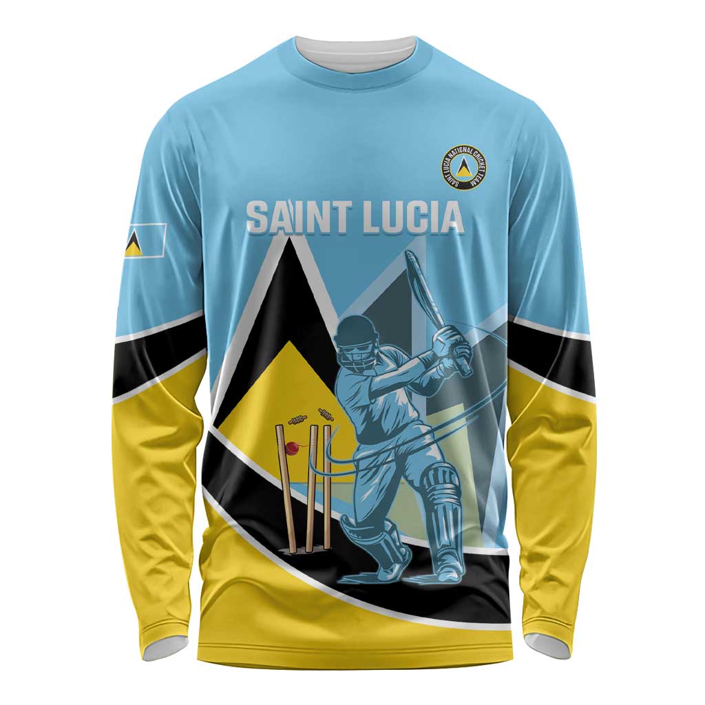 Custom Saint Lucia Cricket Long Sleeve Shirt Go Champions - National Color - Wonder Print Shop