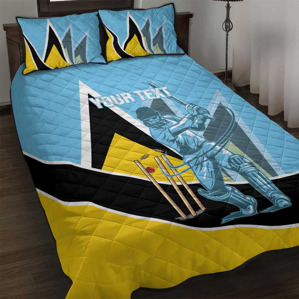 Custom Saint Lucia Cricket Quilt Bed Set Go Champions - National Color - Wonder Print Shop