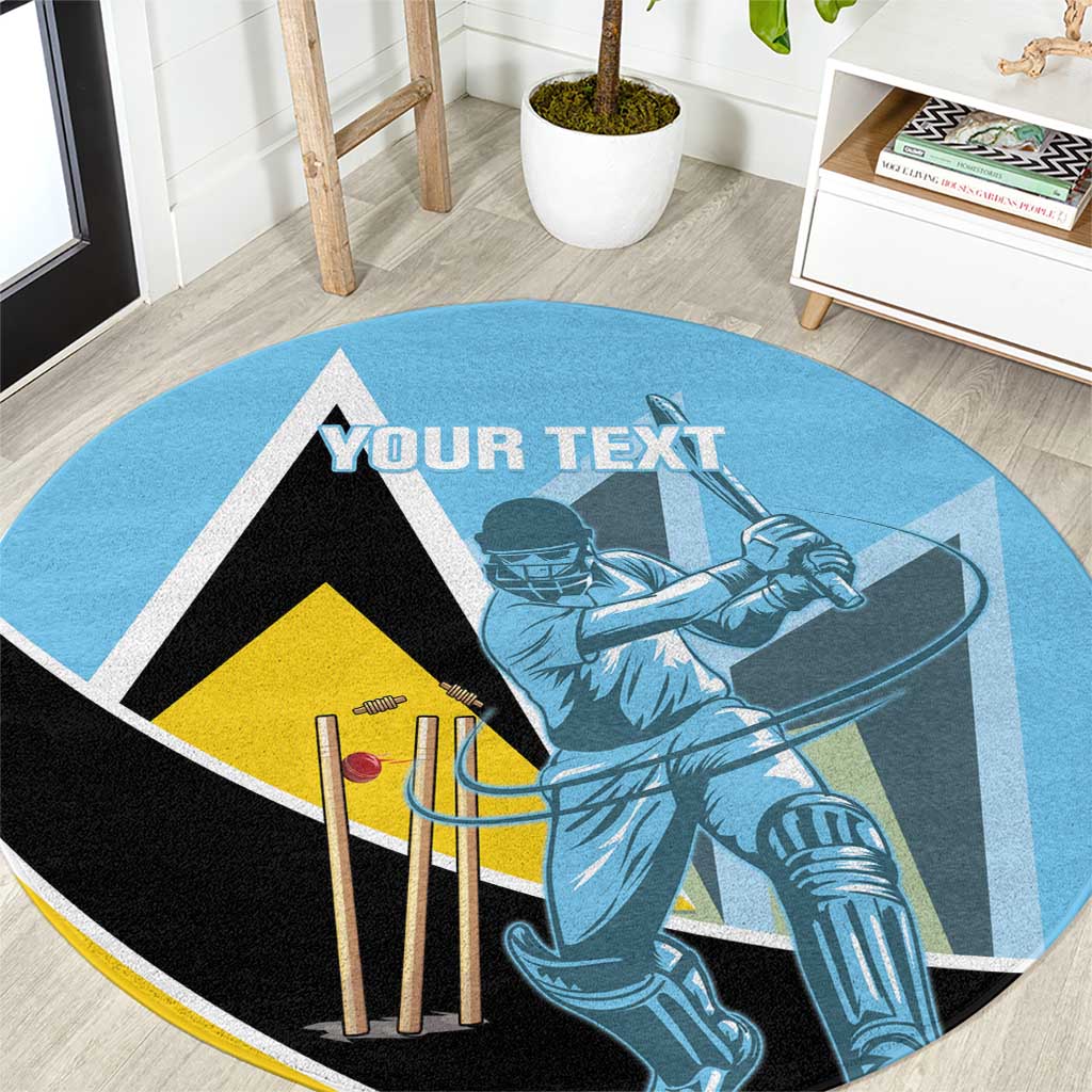 Custom Saint Lucia Cricket Round Carpet Go Champions - National Color - Wonder Print Shop