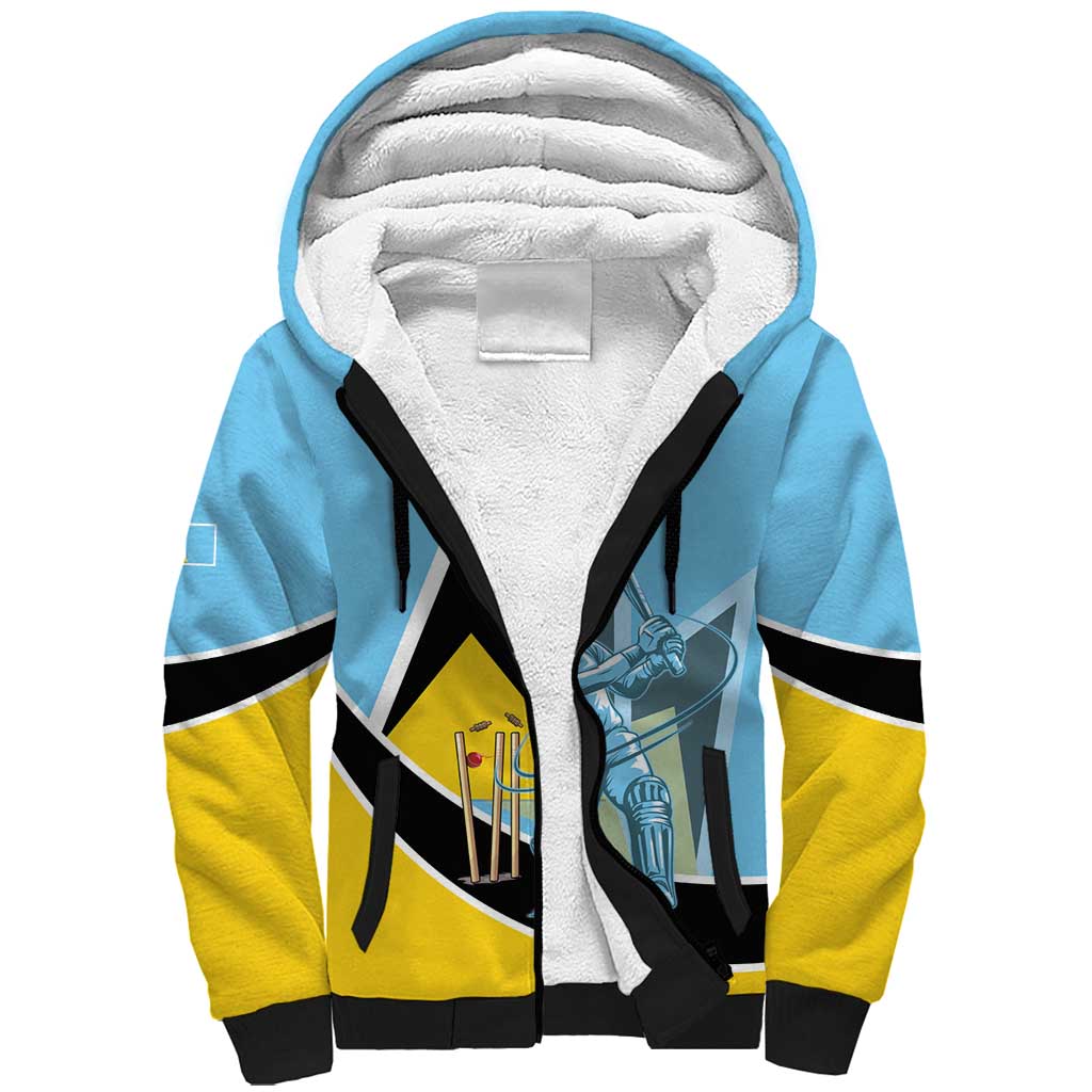 Custom Saint Lucia Cricket Sherpa Hoodie Go Champions - National Color - Wonder Print Shop