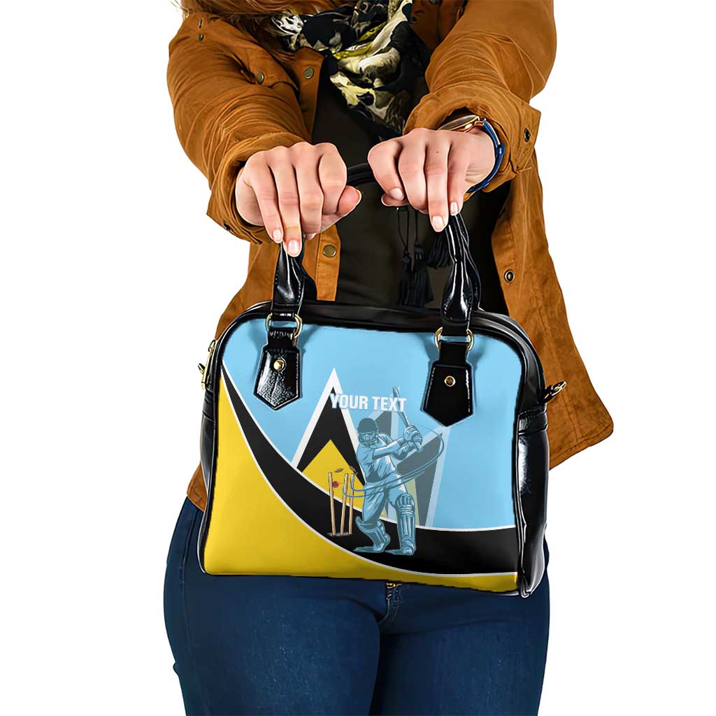 Custom Saint Lucia Cricket Shoulder Handbag Go Champions - National Color - Wonder Print Shop